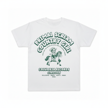 Load image into Gallery viewer, White Primal Scream Country Girl graphic T-shirt, front view
