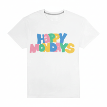 Load image into Gallery viewer, White Happy Mondays band T-shirt with matte screen-printed graphic
