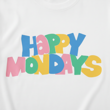 Load image into Gallery viewer, Close-up of the Happy Mondays Manchester 1990 T-shirt print and fabric
