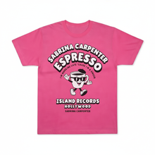 Load image into Gallery viewer, Pink Sabrina Carpenter Espresso T-shirt on a white background
